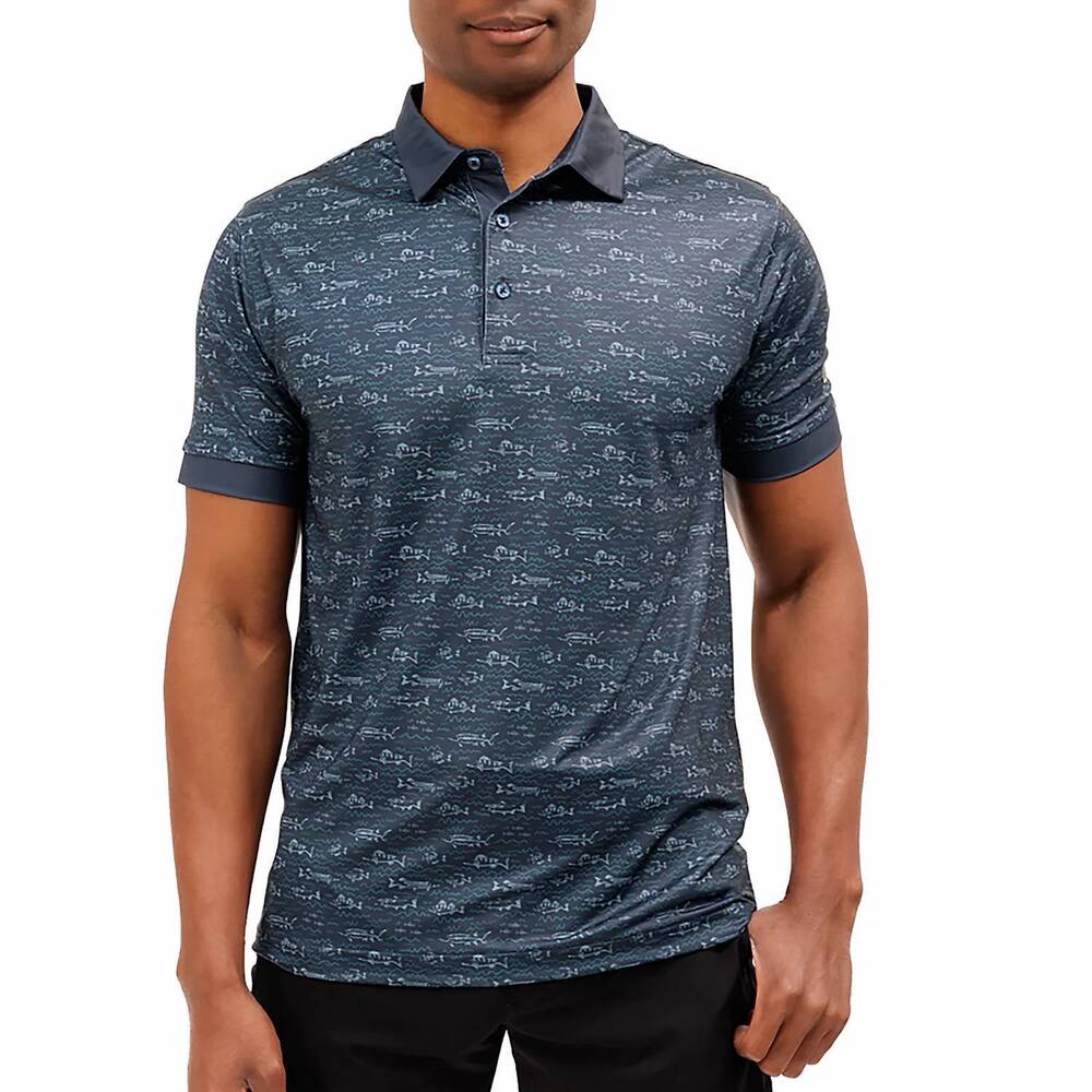 NEW WAGGLE GOLF fish finder polo in blue